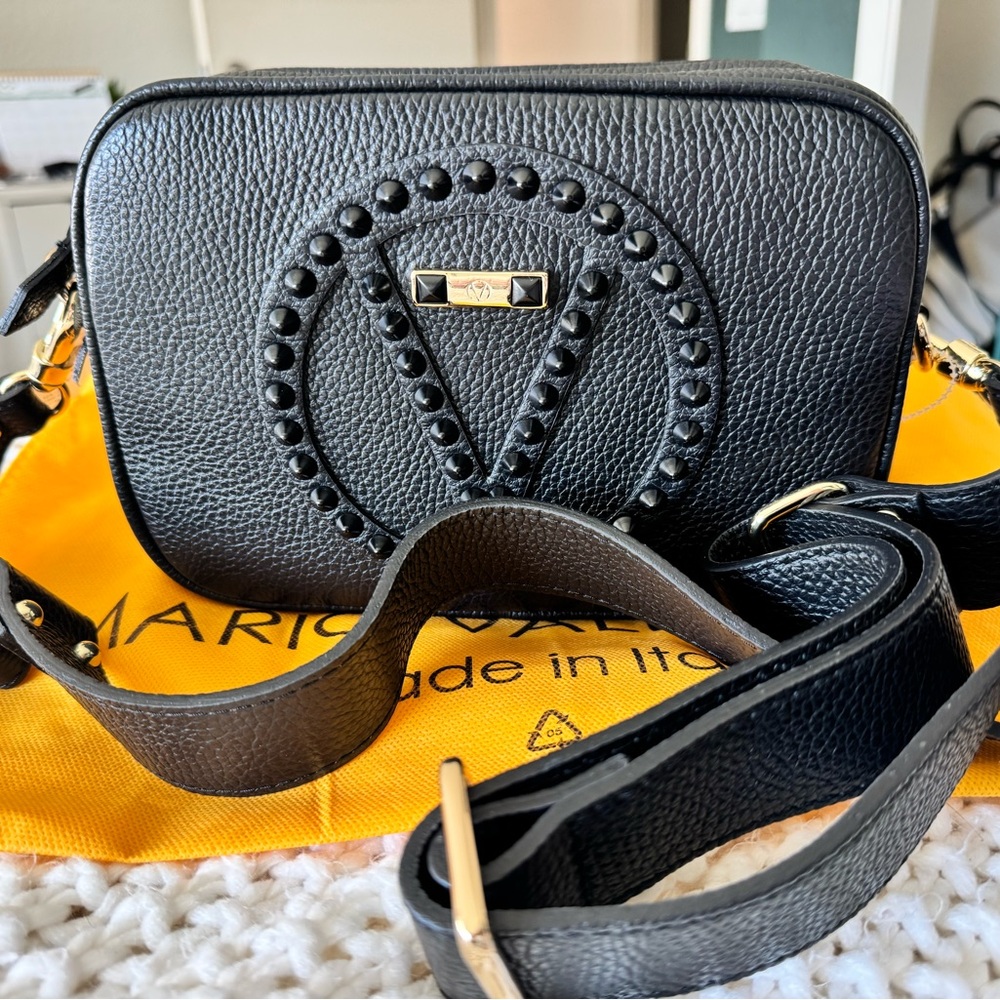 Mario Valentino Mia Rock Studded Black Crossbody Bag - Authentic